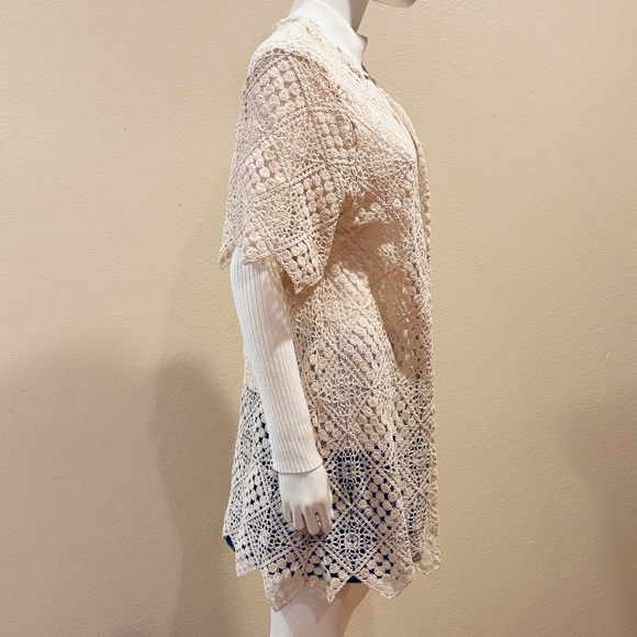 Maurices Crochet Open Front Cardigan Cover Up NEW Women Medium Creamy Beige Gift - Picture 8 of 15